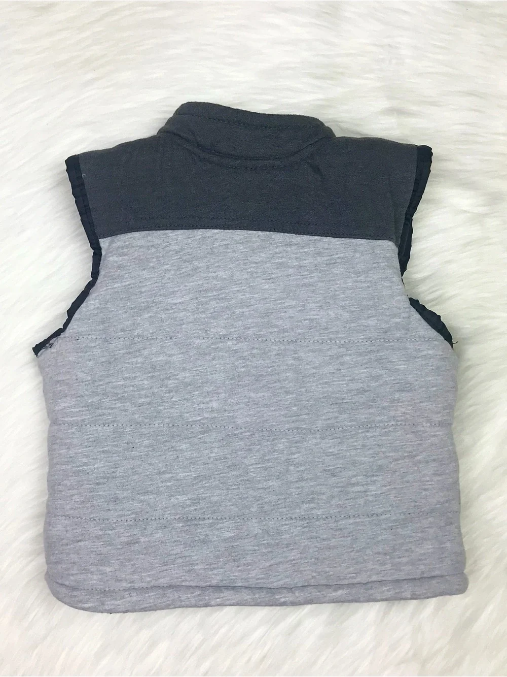 Toddler Boys Puffer Zip Up Gray & Lime Green Vest Size 24M